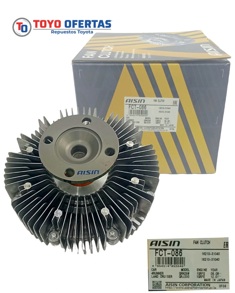 [16210-31040-J] 16210-31040 FAN CLUTCH AISIN TOYOTA 1GR SEGUNDA GENERACION 4RUNNER/ HILUX/ FORTUNER 2010-2024