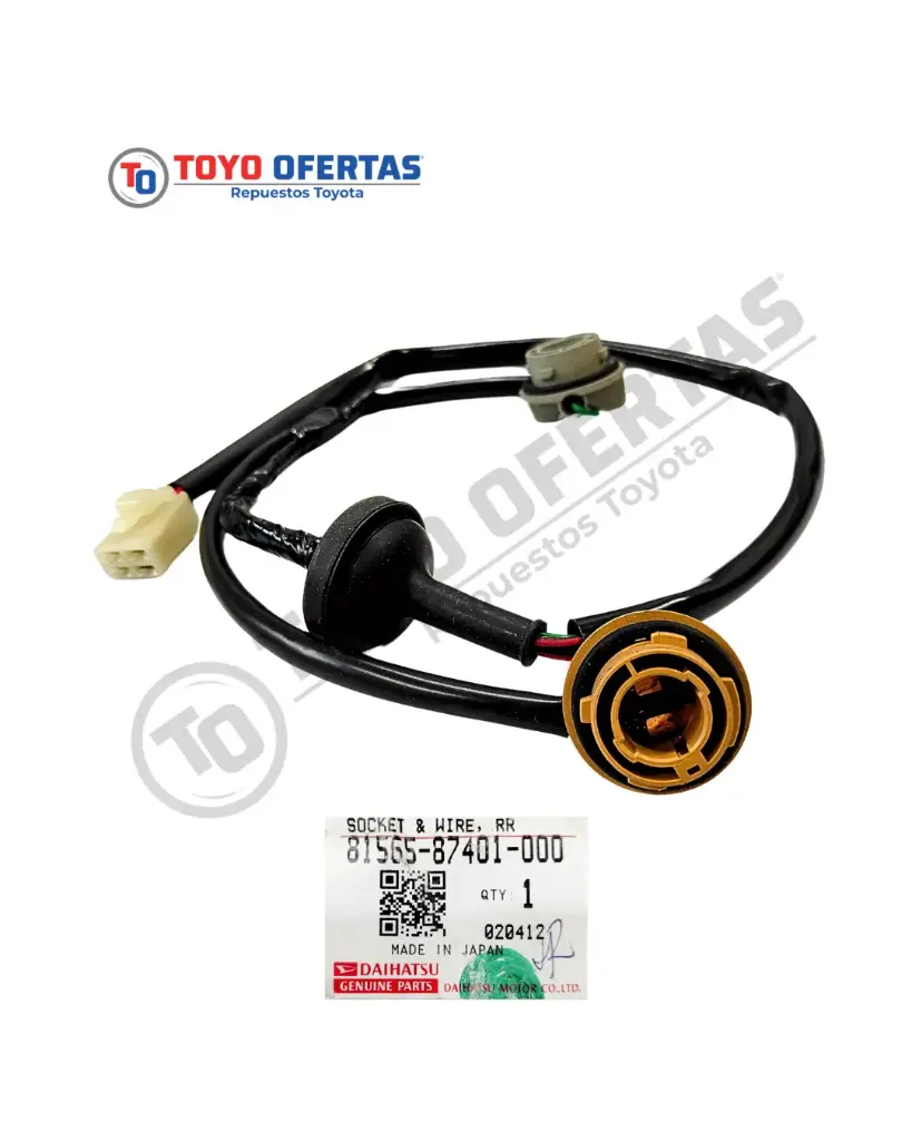[81565-87401] ENCHUFE Y CABLE, LÁMPARA COMBINADA TRASERA, RH, TOYOTA TERIOS (81565-87401)