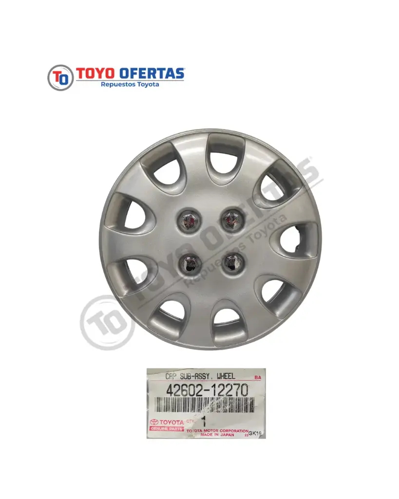 TAPA DE LA RUEDA, TOYOTA COROLLA 1993-1995  1.6 RIM 14 (42602-12270)