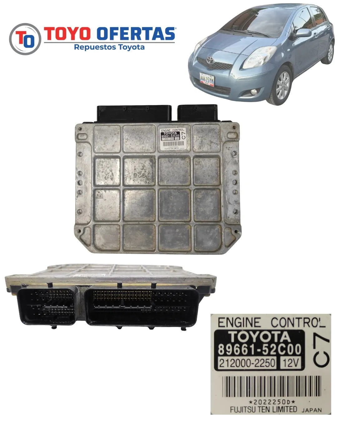 89661-52C00 COMPUTADORA USADA EN BUEN ESTADO TOYOTA YARIS AUTOMATICO 2006-2016
