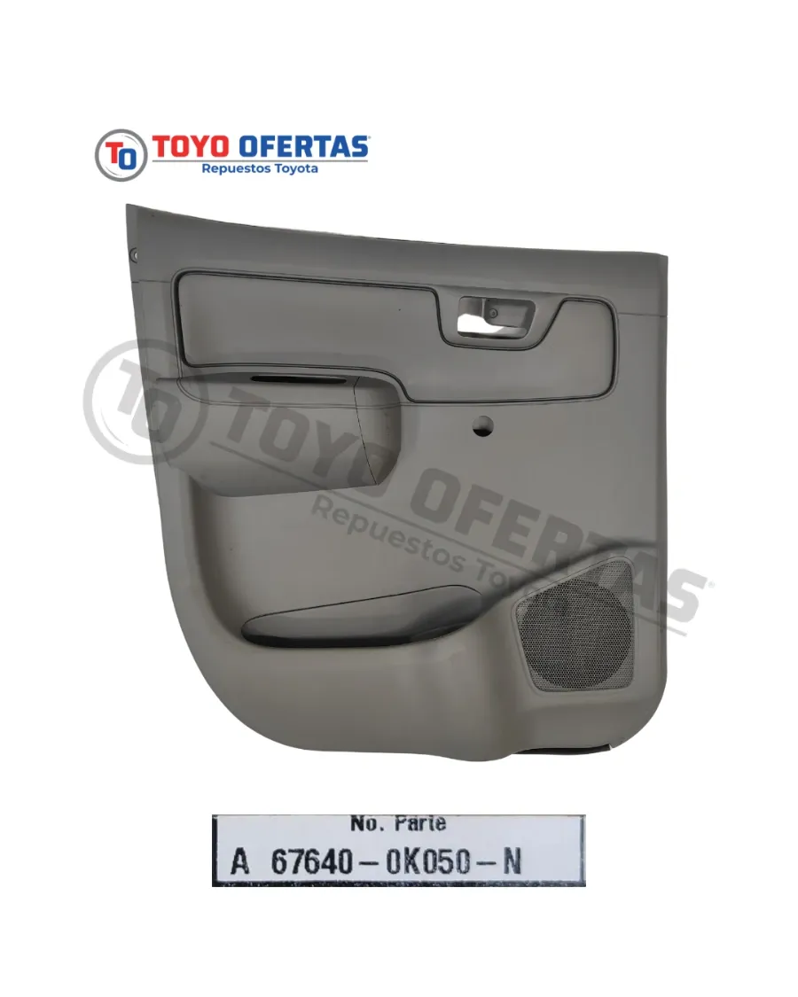 67640-0K050-N "TAPICERIA DE PUERTA TRASERA IZQUIERDA TOYOTA HILUX 2006-2012 "