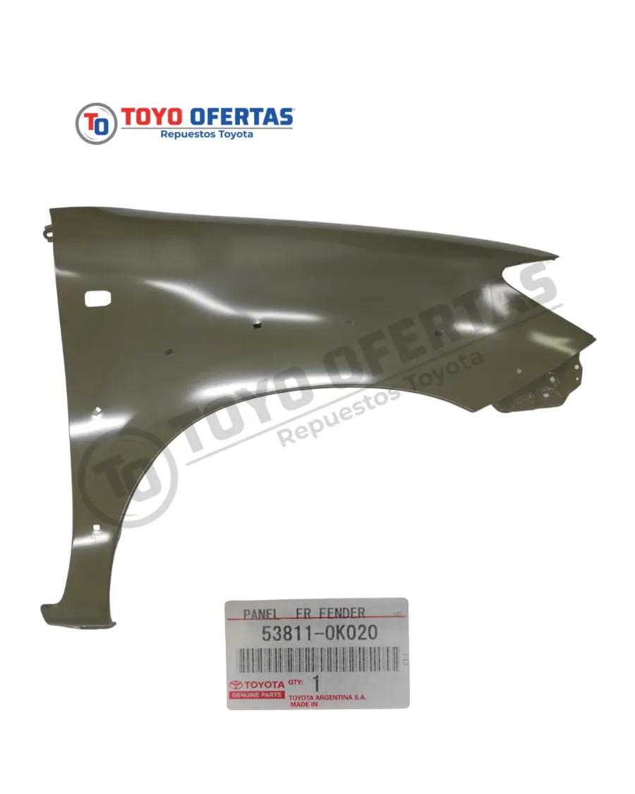 53811-0K020 GUARDAFANGO DELANTERO DERECHO TOYOTA FORTUNER/ HILUX 05-12