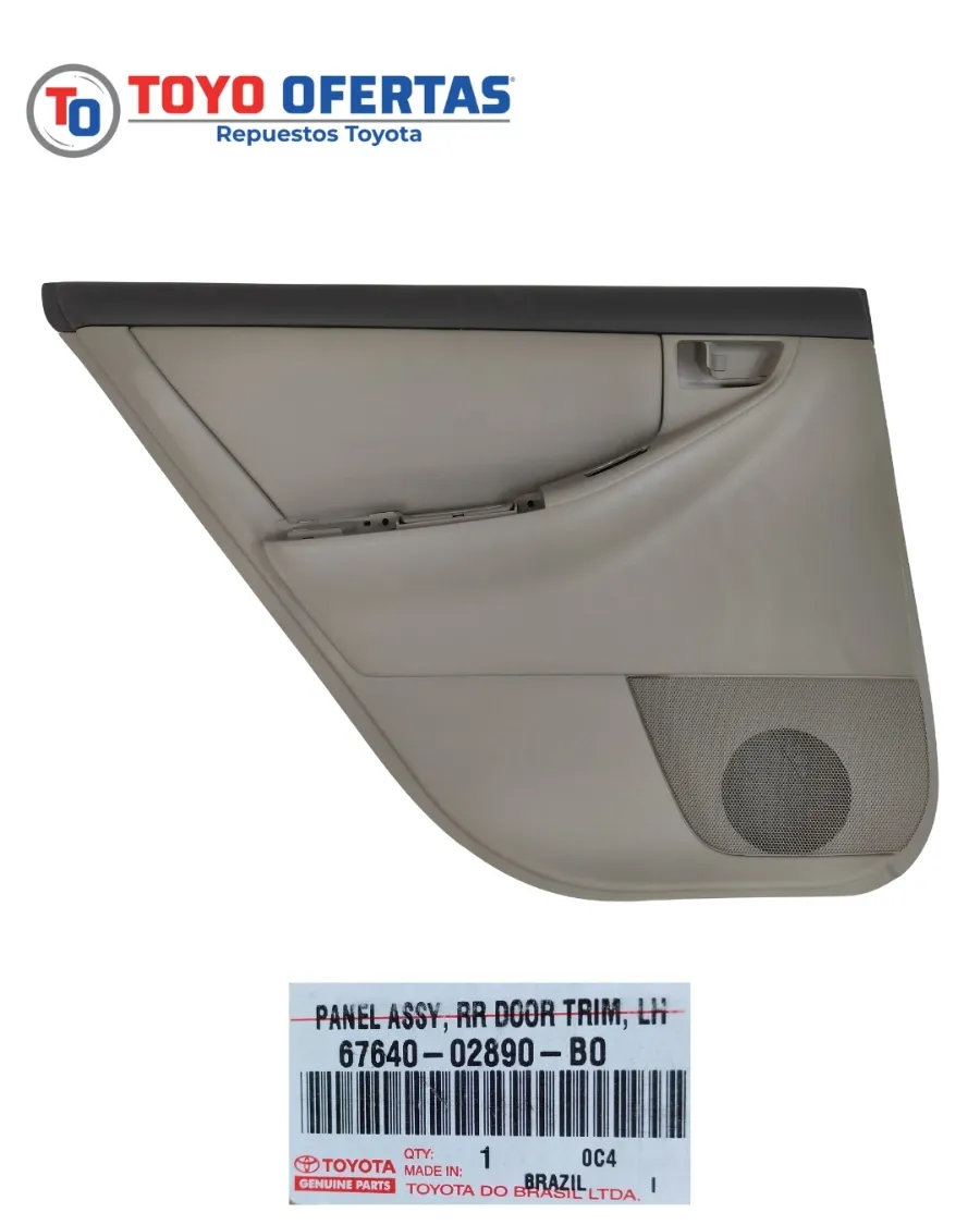 67640-02890-B0 TAPICERIA PUERTA, TRASERA IZQUIERDA TOYOTA COROLLA SENSACION 2003-2008