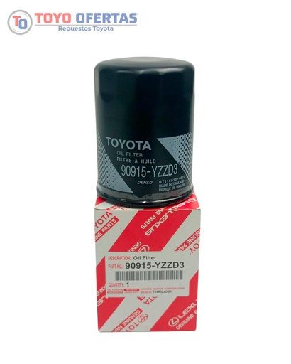 [90915-YZZD3] TOYOTA FILTRO DE ACEITE 1GRFE 2TRFE 5VZ  3RZFE   [90915-20004, -YZZD4, - YZZD2] (90915-YZZD3)